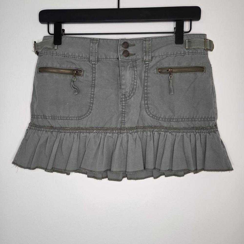 No Boundaries Olive Green Cargo Ruffle Mini Skirt Y2K Utility Juniors 5